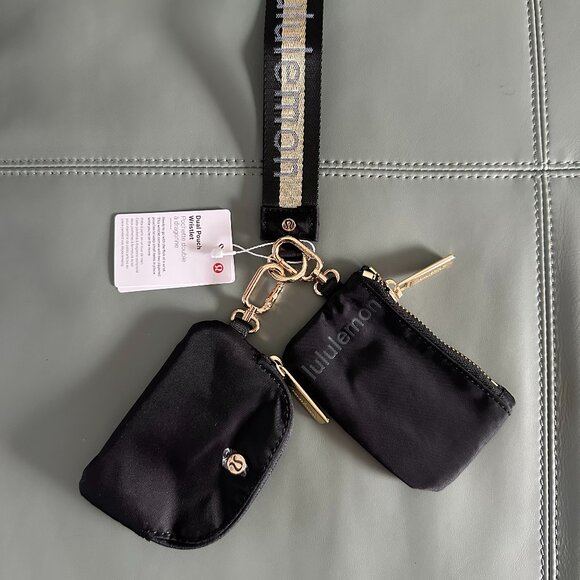 Lululemon black and gold wristlet dual pouch, small wallet, coin houlder. - Picture 1 of 5